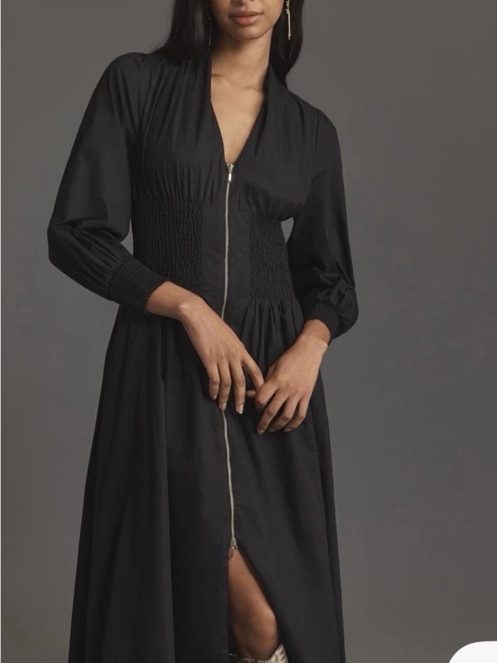 NWT Anthropologie Tommie Blk Long Sleeve zip up shirt dress M
